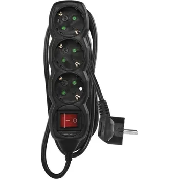 Prodlužovací kabel EMOS Prodlužovací kabel 1,5 m / 3 zásuvky / s vypínačem / černý / PVC / 1 mm2 PC1321