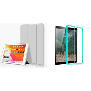 Náhradní kryt pro mobilní telefon TriFold Smart Case - Kryt se stojánkem pro iPad Pro 9.7 - šedé + ochranné tvrzené sklo s montážním rámečkem