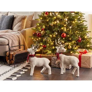 Vánoční dekorace Dekorativní figurka bílá umělá kožešina 48 cm vánoce sob jelen obývací pokoj doplňky Beliani