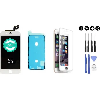 MULTIPACK - Bílý LCD displej iPhone 6S + lepidlo na LCD (lepení pod displej) + 3D ochranné sklo + sada nářadí