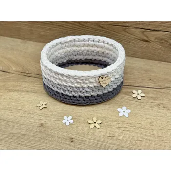 Úložný box Háčkovaný košík ovál 21 x 16,5 x 11 cm