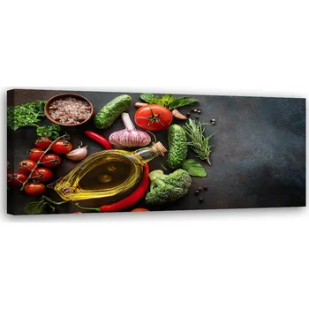 Obraz Obraz na plátně, Zelenina Koření Jídlo do Kuchyně 120x40