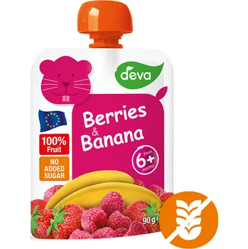 Dětská výživa DEVA Ovocná kapsička 100% ovoce Jahoda, Malina a Banán