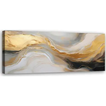 Obraz Obraz na plátně, Abstrakce Mramor Textura Zlato Šedá 120x40