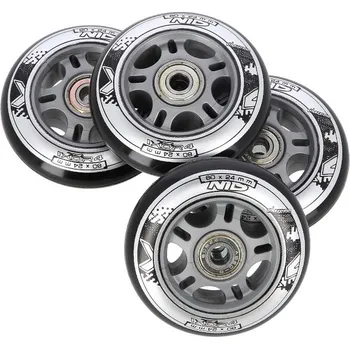 Kolečko k in-line bruslím Sestava černých PU koleček 76x24 + ložiska ABEC9 NILS EXTREME