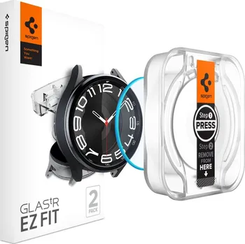 2ks v balení, set ochranných skel Spigen Glas.Tr "Ez-Fit" 2-Pack Samsung Galaxy Watch 6 Classic (43 mm) Clear