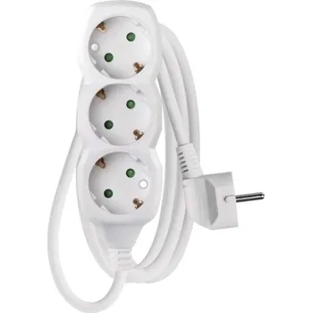 Prodlužovací kabel EMOS Prodlužovací kabel 1,5 m / 3 zásuvky / bílý / PVC / 1 mm2 P0321