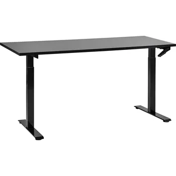 Psací stůl Výškově nastavitelný psací stůl černá deska stolu černý ocelový rám 160 x 72 cm manuální nastavení výšky moderní kanceláře Beliani