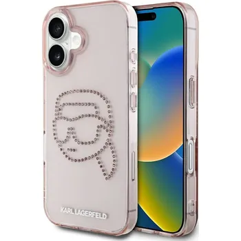 Náhradní díl pro mobilní telefon Kryt Karl Lagerfeld iPhone 16 Klhcp16Shkhdcelp (Iml Rhinestones S K Head) Pink