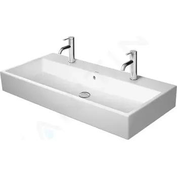 Umyvadlo Duravit Vero Air Dvojumyvadlo nábytkové 100x47 cm, s přepadem, s otvory pro baterie, WonderGliss, bílá, 23501000261
