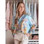 Světle modrá halenka s květinovým vzorem BLOSSIVA DY0466 Velikost: ONE SIZE