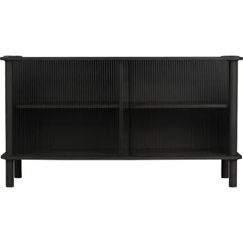 Knihovna Černá vitrína z dubového dřeva s posuvnými dveřmi 135x73,5x48 cm Italic – UMAGE ID_1726484