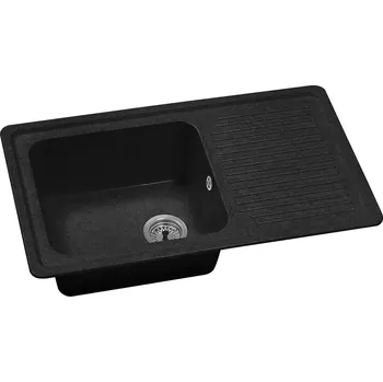 Nerezový dřez Carea Vestavný dřez Alpha 1, 500 × 860 × 220 mm, černý, CAREAlith 3512343004968