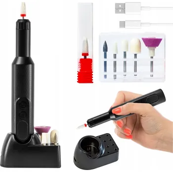 Bruska na nehty Bezdrátová Bruska na Nehty, Přenosná Tichá Černá + Sada Fréz
