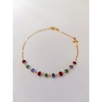 Šperk Zlatnictví Ametyst Zlatý náramek - růženec s pravými kamínky 83096