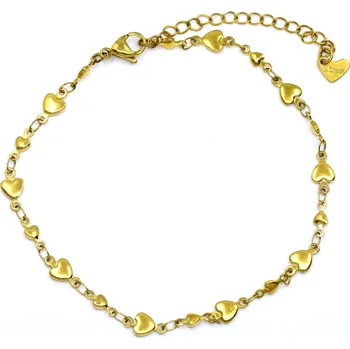 Náramek Ocelový náramek na nohu se srdíčkem Gregoria - Zlacený