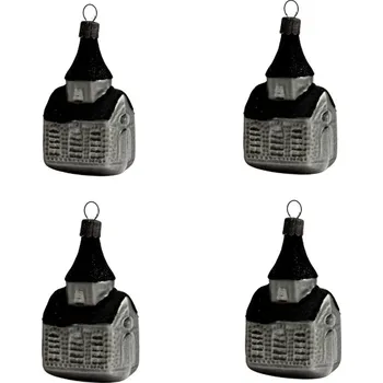 Vánoční ozdoba Koulier Skleněné vánoční ozdoby basic Nero - Nero domečky, 4 ks