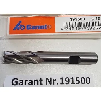 Příslušenství k frézce Fréza válcová čelní čtyřbřitá - 8x19 mm, typ 191500, HSS Co8, Garant (Geometrie čelních břitů pro zanořování do materiálu)