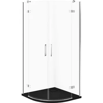 CERSANIT JOTA 90x90 sada půlkruhových sprchových koutů chrom, sprchová vanička TAKO SLIM černá matná S601-449