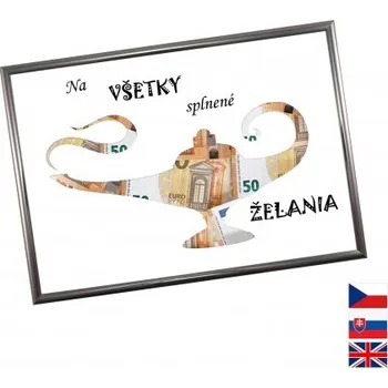 Žertovný předmět Rámeček na darování peněz - Přání, Nápis slovensky, Rámeček 914 - antracitová , promoce - dárek k promoci