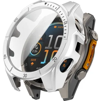 Příslušenství k chytrým hodinkám VSECHNONAMOBIL 93772 LUNET FULL COVER Plastový kryt se sklem pro Garmin Fenix 8 AMOLED 43mm SILVER BLACK