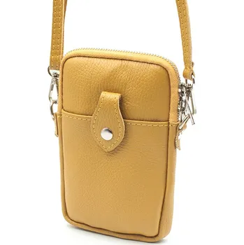 Kabelka Žlutá dámská kožená kabelka na mobil malá ITA2836