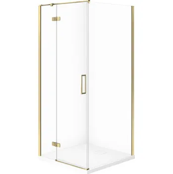 CERSANIT JOTA sada sprchového koutu levá 90x90 zlatá, TAKO SLIM sprchová vanička 4 cm bílá S601-375
