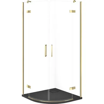 CERSANIT JOTA sada sprchového koutu půlkruhová 90x90 zlatá, sprchová vanička TAKO SLIM šedá matná S601-444