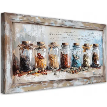 Obraz Obraz na plátně, Bylinky Koření Sklenice 100x50