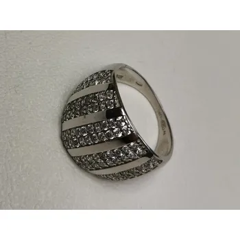 Prsten Stříbrný prsten široký s bílými zirkony