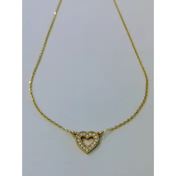 Náhrdelník Zlatý náhrdelník se srdcem s bílými zirkony