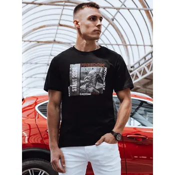 Oblečení a móda Černé pánské tričko s potiskem RX5464 Velikost: XL