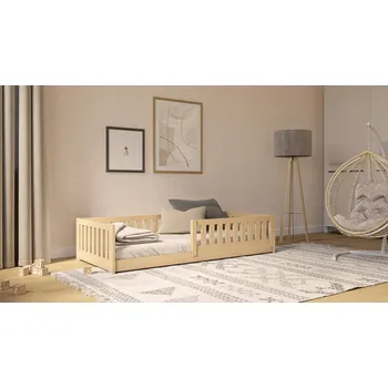 Dětská postel DĚTSKÁ POSTEL S BARIÉRKOU LUNA 80X160 BOROVICE PŘI ZEMI 160X80 NÍZKÁ