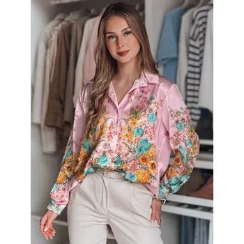 Dámská halenka Růžová halenka s květinovým vzorem BLOSSIVA DY0465 Velikost: ONE SIZE