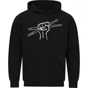 Pánská mikina Pánská mikina Paličky ruka bubeníka Drumsticks Hand (Velikost: 5XL, Barva: Černá)