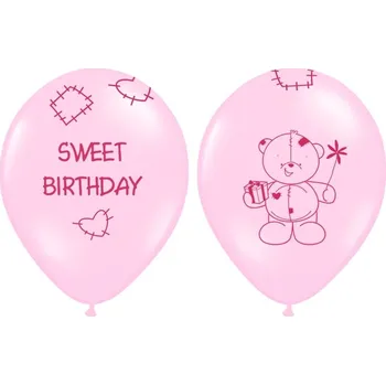 Balónek BALÓNEK RŮŽOVÝ SLADKÉ NAROZENINY MEDVÍDEK 30 cm 1 Ks