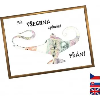 Rám na obraz Rámeček na darování peněz - Přání, Nápis česky, Rámeček 905 - bronzová , promoce - dárek k promoci
