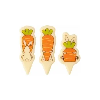 Cukrovinka Čokoládová dekorace - Zajíčci s mrkvičkou