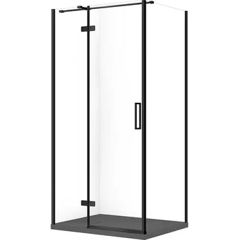 CERSANIT Set obdélníkový sprchový kout JOTA levý 100x80 černý, sprchová vanička TAKO SLIM šedá matná S601-395