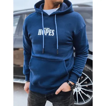 Pánská mikina Tmavě modrá mikina s kapucí a potiskem na zádech BX5661 Velikost: M