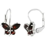 Stříbrné náušnice s českými granáty, rhodiované