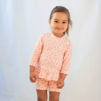 Dětská UV souprava triko s dlouhým rukávem a kraťasy Pink Leo Geggamoja Velikost: 110/116