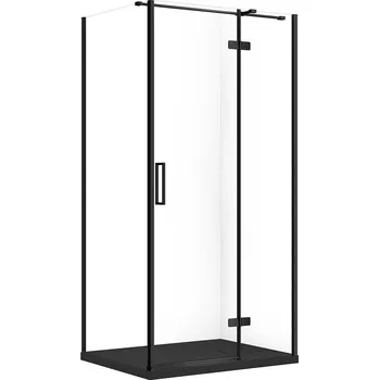 CERSANIT JOTA hranatý sprchový kout set pravý 100x80 černý, sprchová vanička TAKO SL černá matná S601-396