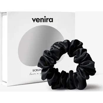 Venira - VENIRA scrunchie hedvábná gumička, černá