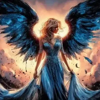 Diamantové malování Diamantové malování/Homfun - Anděl v modrých šatech + perleťové kamínky NOVINKA