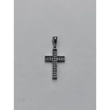 Přívěsek Zlatý přívěs kříž se zirkony z bílého zlata