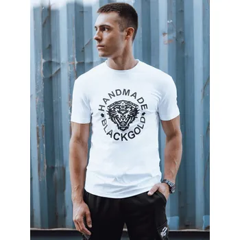 Pánské tričko Bílé pánské tričko s potiskem RX5582 Velikost: XL