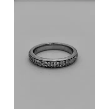 Prsten Stříbrný prsten široký kruh s bílými zirkony