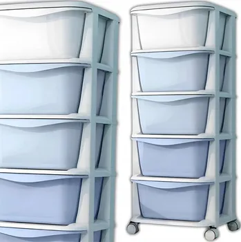 Úložný box PLASTOVÝ KONTEJNER REGÁL KOŠ NA HRAČKY MOBILNÍ ZÁSUVKY 5POLIC ORGANIZÉR