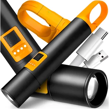 Svítilna LATARKA LED SUPER VÝKONNÁ USB VODĚODOLNÁ TURISTICKÁ PŘENOSNÁ